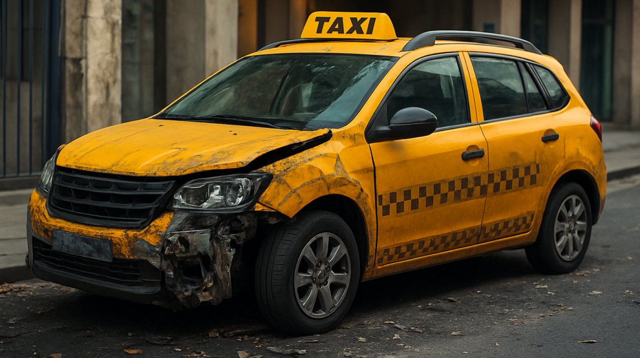 Verunfalltes Taxi mit wirtschaftlichem Totalschaden