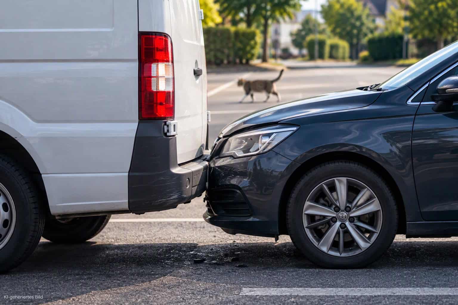 Auffahrunfall: Auto prallt auf weißen Transporter